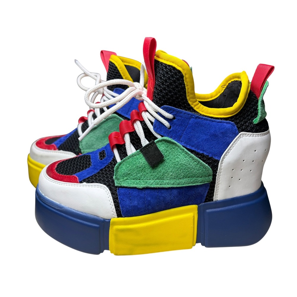 VNTG Vibe Anthony Wang Patchwork Chunky Wedges Size 38 Cyber Maximalist Platform
